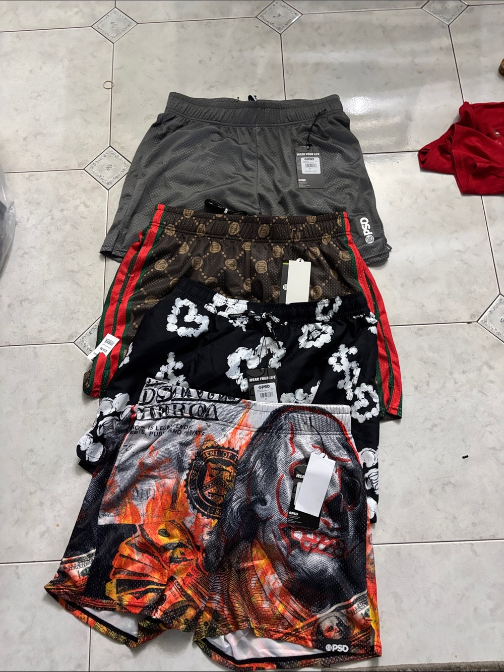 PSD Men's Graphic Mini Skirt Collection — Black, Gray, Brown, Red, Orange
